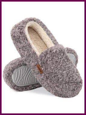 Shearling Upper Plush Sherpa Lined Memory Foam Slippers